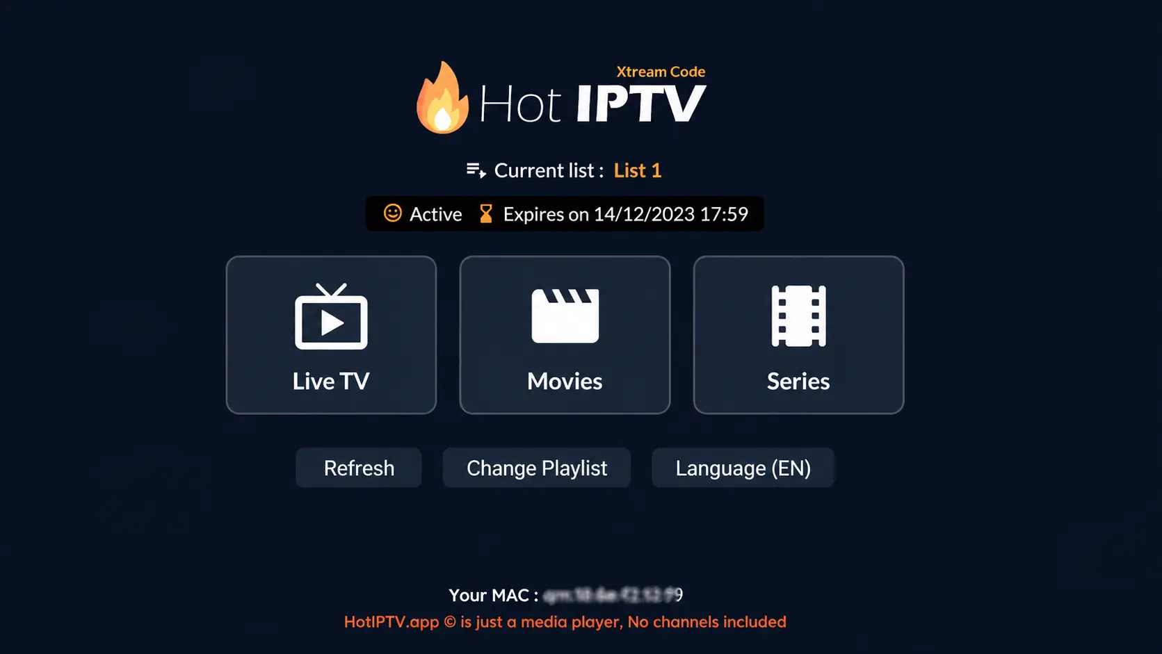 HOT IPTV MAC address on Smart TV