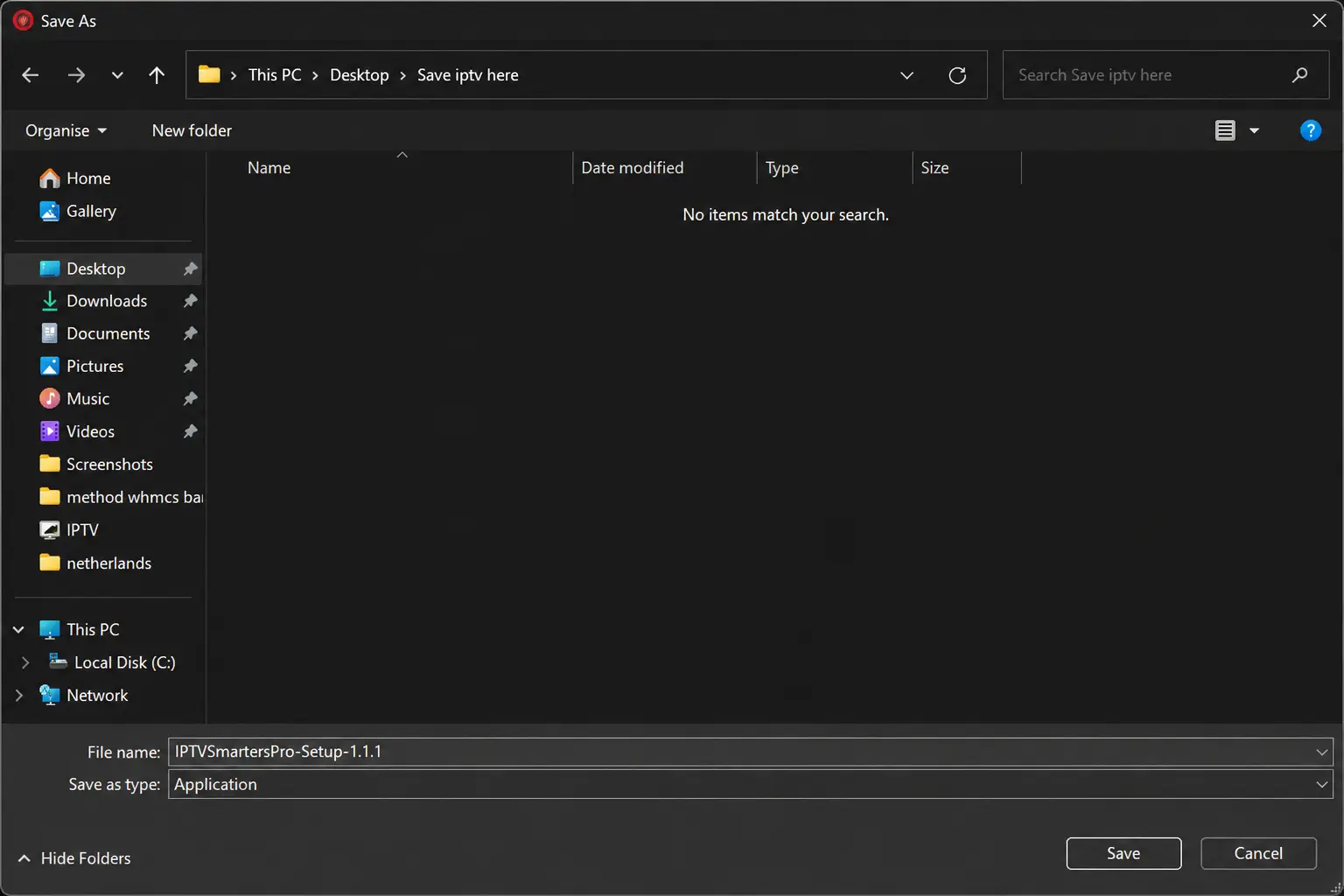 Save IPTV Smarters Pro file on Windows
