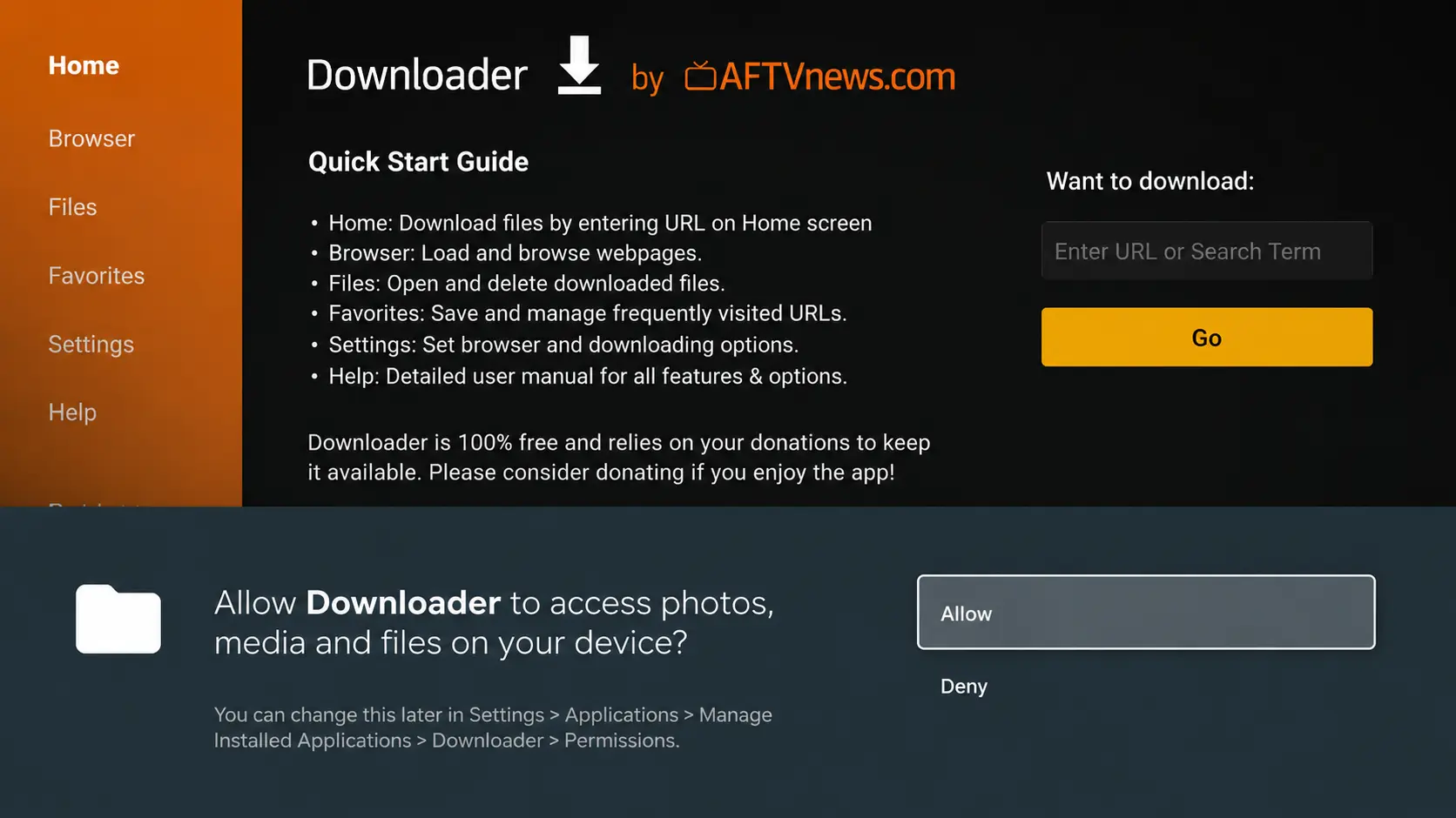 Click OK in Downloader on Firestick