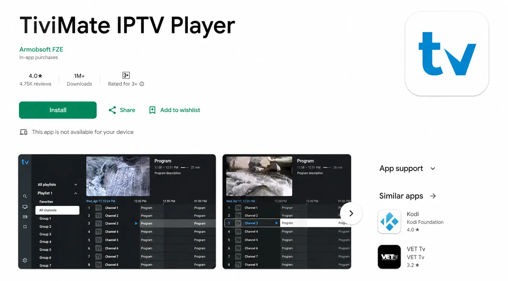 TiviMate IPTV Player for Google Chromecast and Google TV