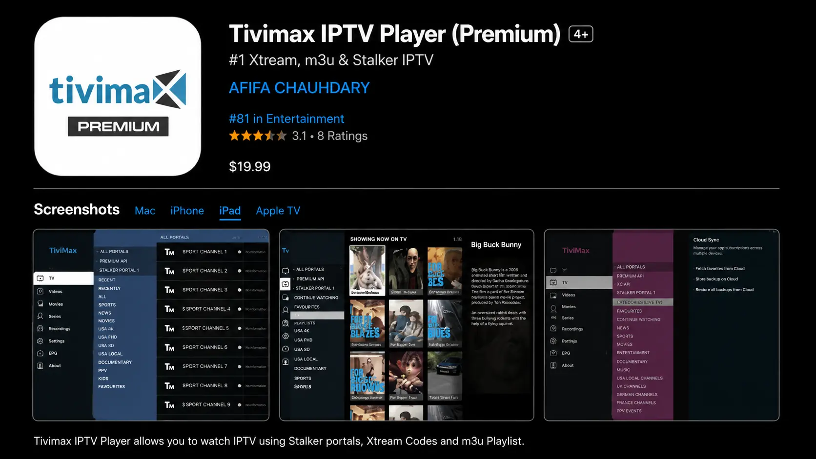 TiviMax IPTV Player for iPhone and iPad